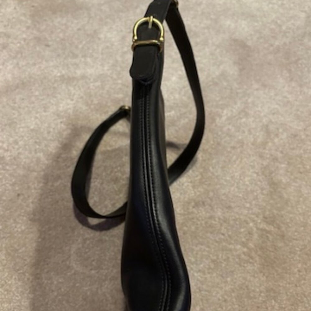 Vintage Coach Black Equestrian Bag with Long Strap, Gold Hardware, and Bag Tag - Picture 8 of 14
